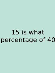 15 Is What Percentage Of 40