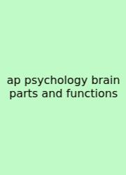 Ap Psychology Brain Parts And Functions