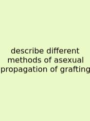 Describe Different Methods Of Asexual Propagation Of Grafting