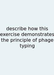 Describe How This Exercise Demonstrates The Principle Of Phage Typing