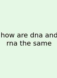 How Are Dna And Rna The Same