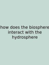 How Does The Biosphere Interact With The Hydrosphere