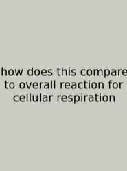 How Does This Compare To Overall Reaction For Cellular Respiration