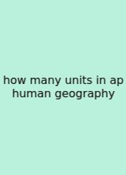 How Many Units In Ap Human Geography