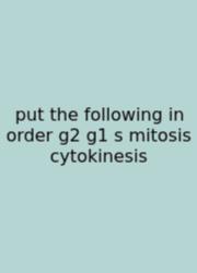 Put The Following In Order G2 G1 S Mitosis Cytokinesis