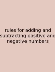 Rules For Adding And Subtracting Positive And Negative Numbers