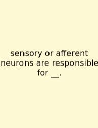 Sensory Or Afferent Neurons Are Responsible For __.