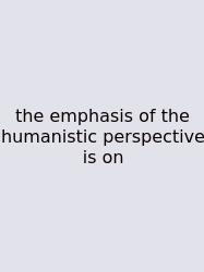 The Emphasis Of The Humanistic Perspective Is On