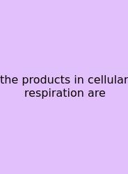 The Products In Cellular Respiration Are
