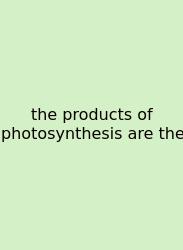 The Products Of Photosynthesis Are The