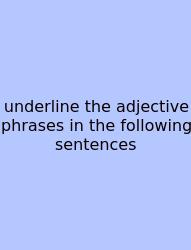 Underline The Adjective Phrases In The Following Sentences