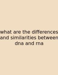 What Are The Differences And Similarities Between Dna And Rna