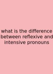What Is The Difference Between Reflexive And Intensive Pronouns