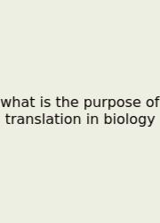 What Is The Purpose Of Translation In Biology