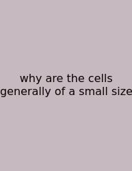 Why Are The Cells Generally Of A Small Size